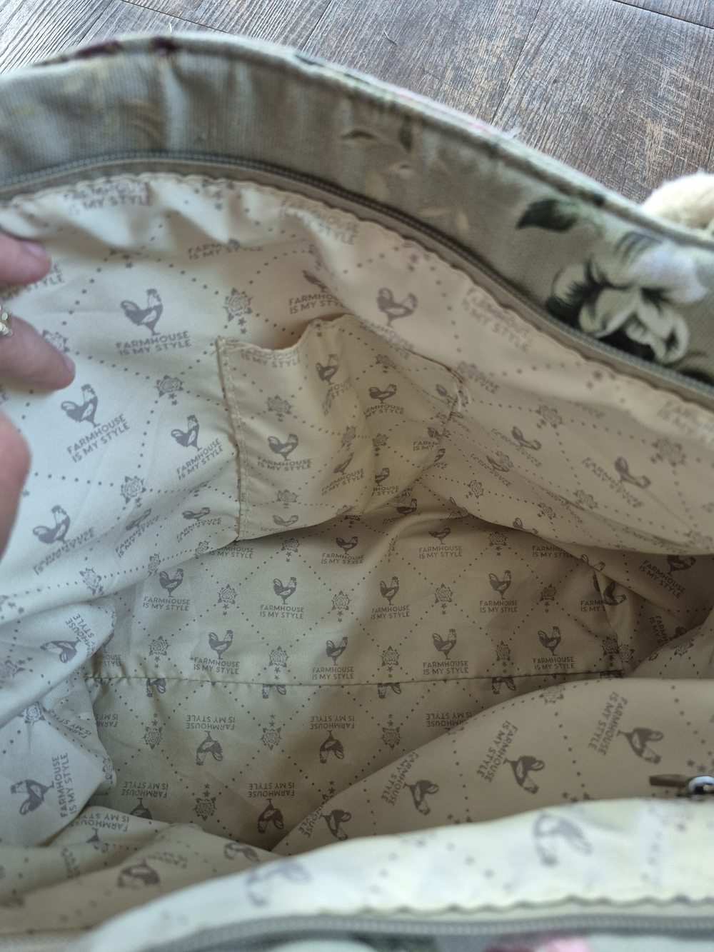 Farmhouse Is My Style Sage Green Floral Canvas Tote Bag Rope Handles - Picture 8 of 9